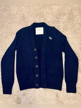 Vintage Abercrombie & Fitch Button Front Cardigan Sweater Navy Men’s Small